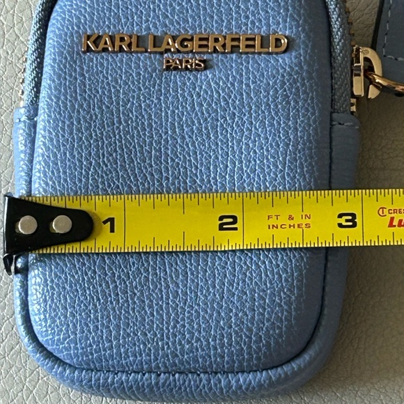 Karl Lagerfeld Blue Pebbled Faux Leather Zip Wallet Coin Purse - Picture 8 of 8